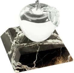 Bey-Berk Glass Apple Paperweight on Black Zebra Marble