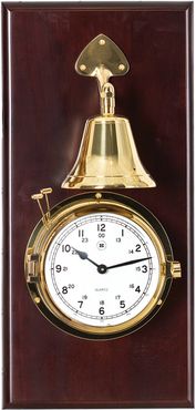 Bey-Berk Lacquered Brass Porthole Quartz Striking Bell Clock