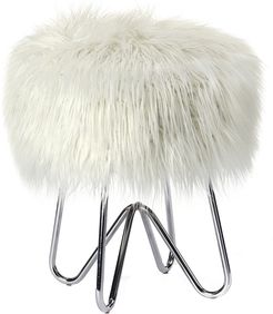 Butler Ezra White Faux Fur Stool