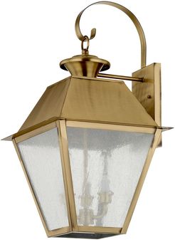 Livex Mansfield 3-Light AB Outdoor Wall Lantern