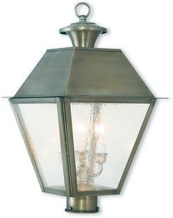Livex Mansfield 3-Light Vintage Pewter Post-Top Lantern