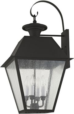 Livex Mansfield 4-Light Black Outdoor Wall Lantern