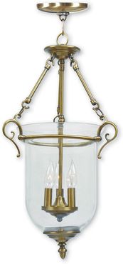 Livex Legacy 3-Light Antique Brass Chain Lantern