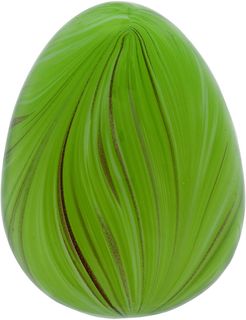 Transpac Glass Small Green Easter Swirled Egg Decor