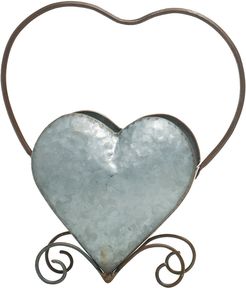 Transpac Metal Silver Spring Heart Planter with Handle
