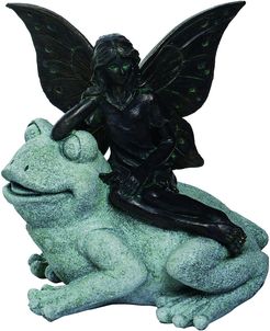 Transpac Resin Gray Spring Enchanted Garden Fairy on Frog Statuette