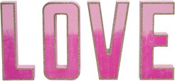 Set of 4 Transpac Wood Pink Valentines Day Ombre Glitter LOVE Word Blocks