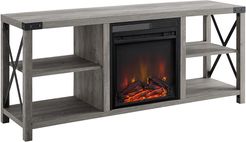 60in Farmhouse Metal X Fireplace Console