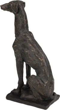 Textured Resin Black Greyhound Dog Statue