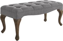 Linon Diana Cabriolet Washed Gray Linen Bench