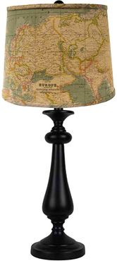 AHS Lighting & Home Decor 26.5 Lexington Black World Map Table Lamp