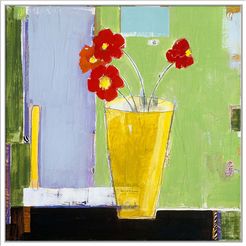 Jonathan Bass Studio Red Bouquet I, Decorative Framed Hand Embellished Canvas