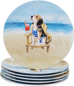 Certified International Melanine Hot Dogs Set of 6 Dinner Plates