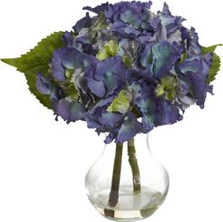 Nearly Natural Blooming Hydrangea with Vase Arrangement