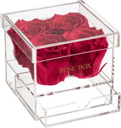 Rose Box NYC 4 Ruby Pink Roses Jewelry Box