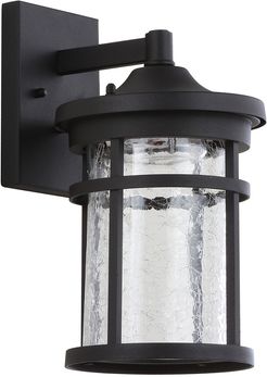 Jonathan Y Campo 11.5in Outdoor Wall Lantern Crackled Glass Metal Integrated LED Sconce