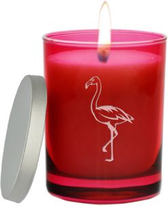 Carved Solutions Gem Collection Ruby Soy Wax Hand Poured Glass Vessel Candle Flamingo