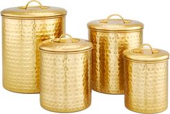 Old Dutch 4pc Decor Champagne Hammered Storage Canister Set