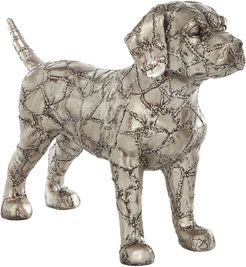 UMA Large Metallic Silver Beagle Dog Statue With Crackle Texture