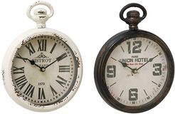 UMA Set Of 2 Traditional 11 Inch Distressed Iron Wall Clocks