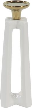 CosmoLiving by Cosmopolitan Set Of 2 Tall Gold & White Stone Candle Holders