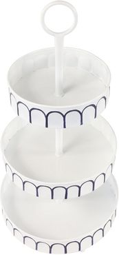 UMA Tall White Metal 3-Tier Round Serving Tray Stand