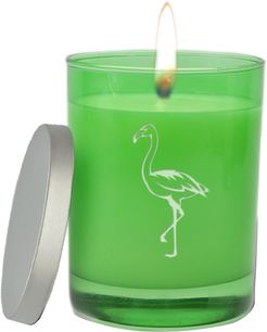 Carved Solutions Gem Collection Emerald Soy Wax Hand Poured Glass Vessel Candle Flamingo