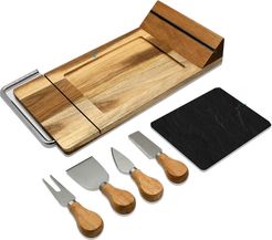 Nutrichef Bamboo Cheese Slicer Platter