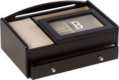 Matte Black Wood Valet Box Features A Storage Compartment