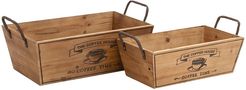 Set of 2 Wooden Wine Trays