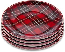 Godinger Set of 4 Christmas Plaid Small Plates