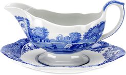 Spode Blue Italian Sauceboat and Stand