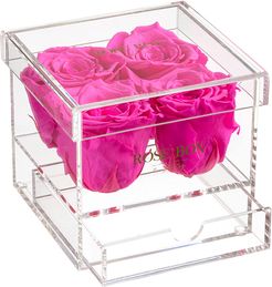Rose Box NYC 4 Neon Pink Roses Jewelry Box
