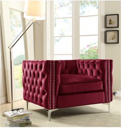 Chic Home Da Vinci Red Velvet Club Chair