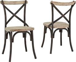 Set of 2 Hewson Industrial X-Back Kitchen Dining Chairs