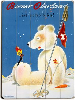 Swiss Berner Oberland Snow Ski Poster Planked Wood Wall Decor By Posters Please