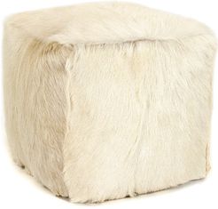 Zentique Tibetan Ivory Goat Fur Pouf