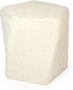 Zentique White Faux Fur Twisted Pentagon Stool