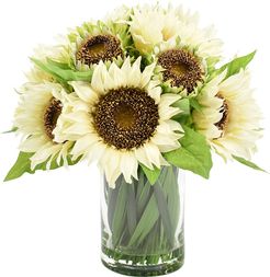 Creative Displays White Sunflowers in Glass Vase
