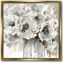 Courtside Market Wall Decor Black & White Flower Gallery Framed Stretched Canvas Wall Art