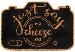 RugSmith Black Just Say Cheese Doormat