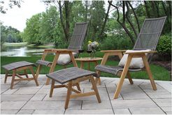 Outdoor Interiors 5pc Teak & Wicker Basket Lounger Set