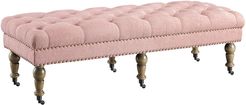 Linon Tess Washed Pink 50in Bench