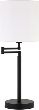 Abraham + Ivy Moby Swing Arm Blackened Bronze Table Lamp with Drum Shade