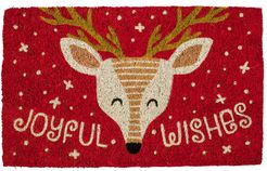 Entryways Joyful Wishes Handwoven Coconut Fiber Doormat Holiday Doormat Rug