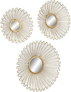 Set of 3 Metal Gold Wall Mirror