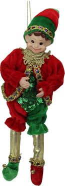 Northlight Red and Green Bendable Elf in a Suit Hanging Christmas Ornament