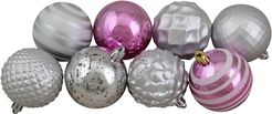 Northlight 75ct Pink and Silver Shatterproof 3-Finish Christmas Ball Ornaments