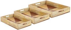 Set Of 3 Wooden Veneer Trays