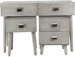 Modern 3pc Wood & Stainless Steel Drawer Console & Chest Set